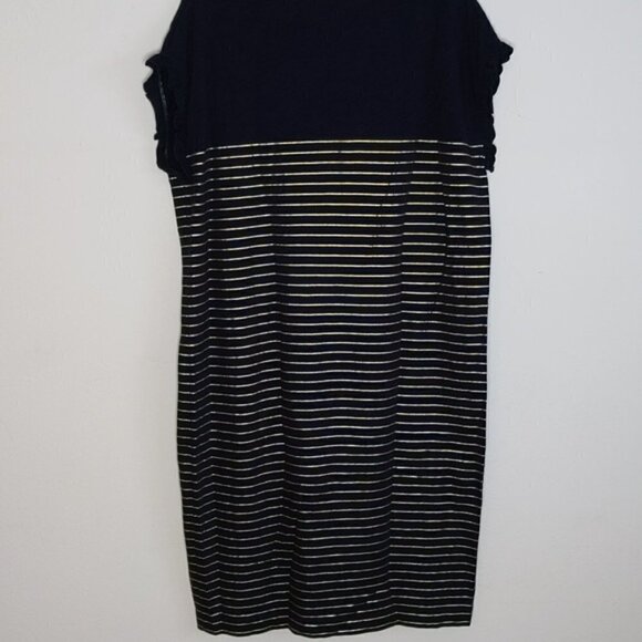 Boden Navy Blue Gold Striped Cotton Dress - Picture 4 of 4